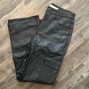 Faux Leather Cargo Pants